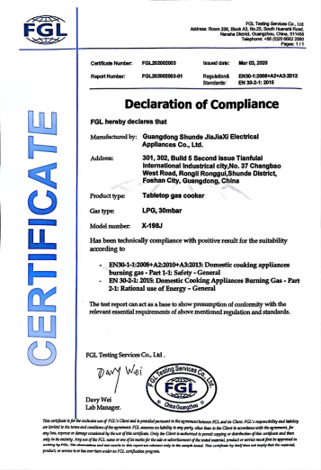 FGL Certificate